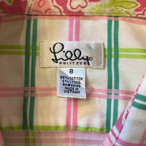 Lilly Pulitzer Plaid Button Down Shirt Size 8 EUC see photos - Picture 4 of 9